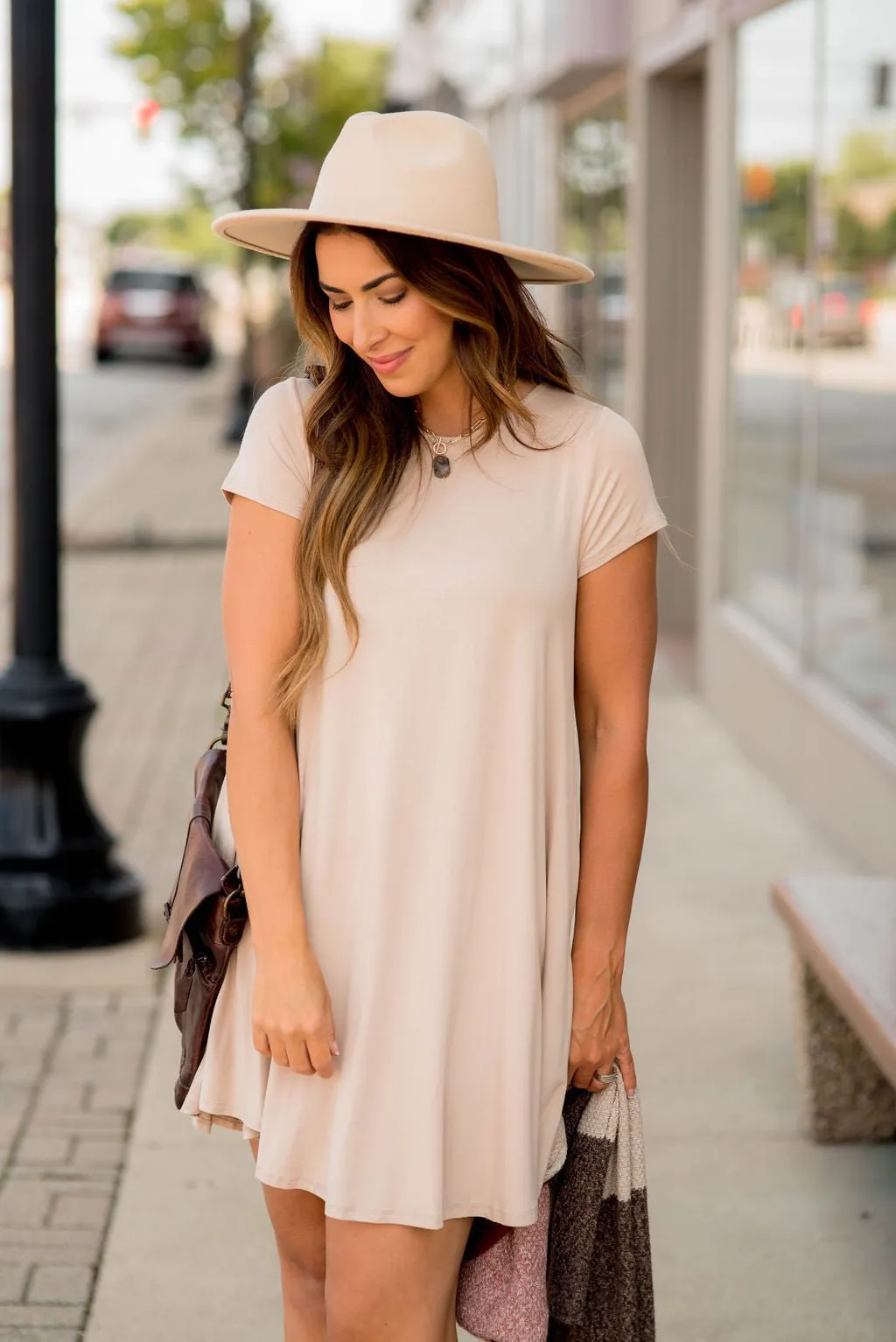 Short Sleeve Swing Tunic Dress