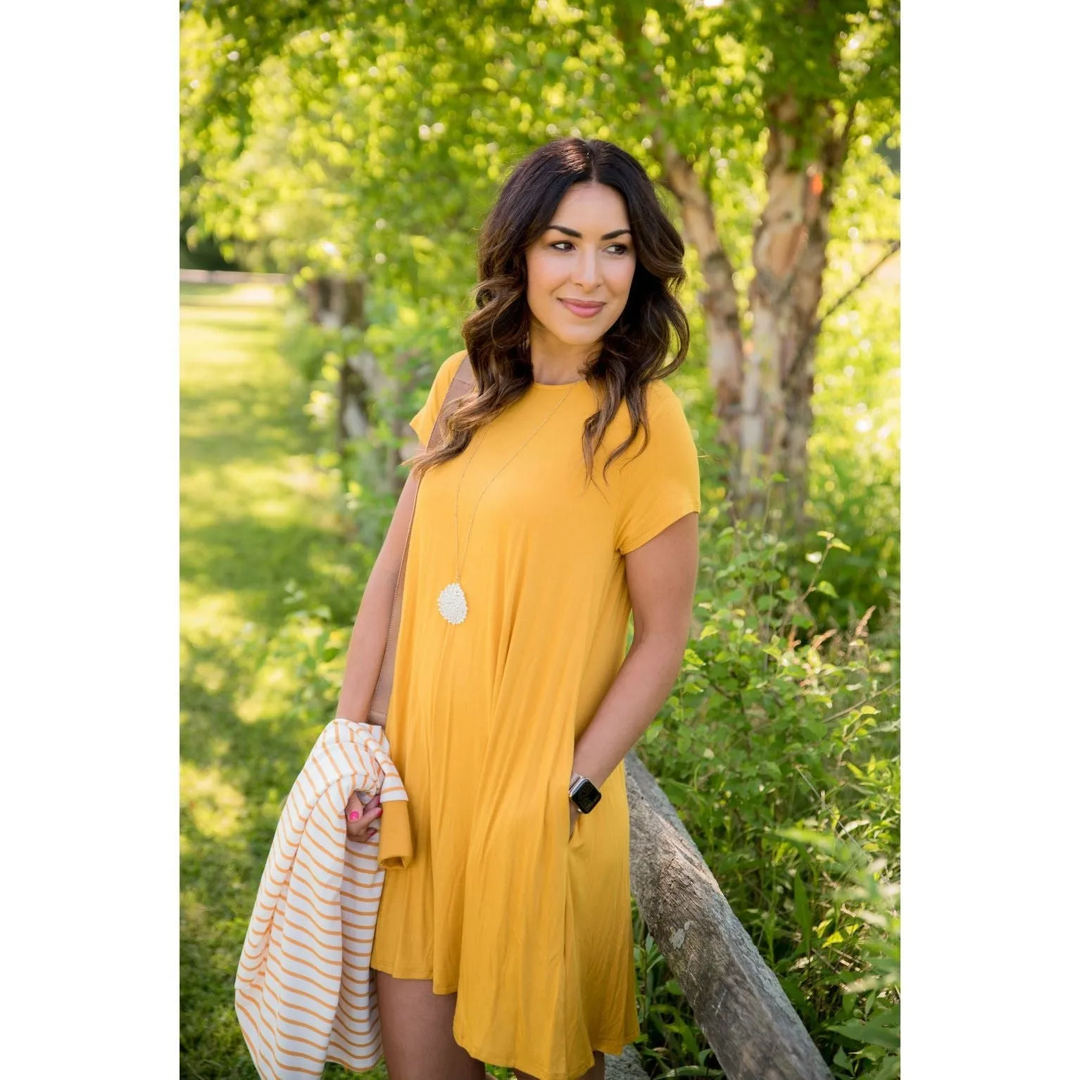 Short Sleeve Swing Tunic Dress