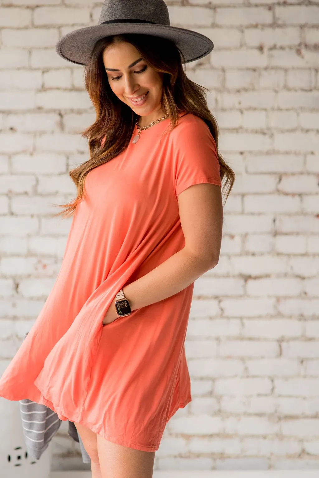 Short Sleeve Swing Tunic Dress