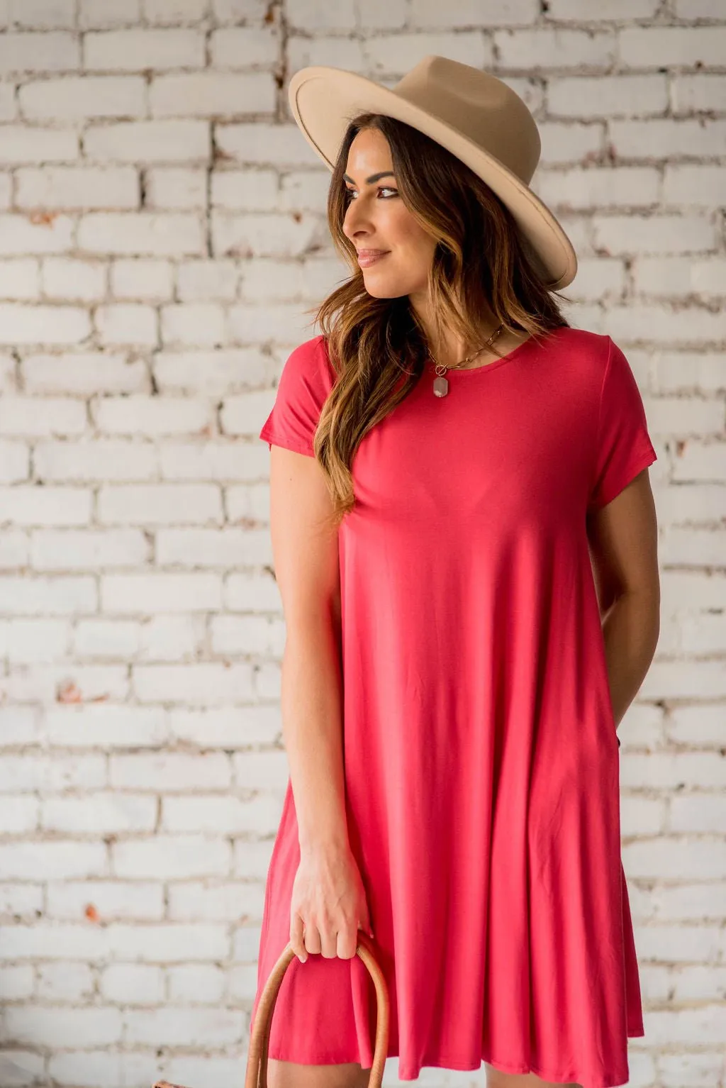 Short Sleeve Swing Tunic Dress