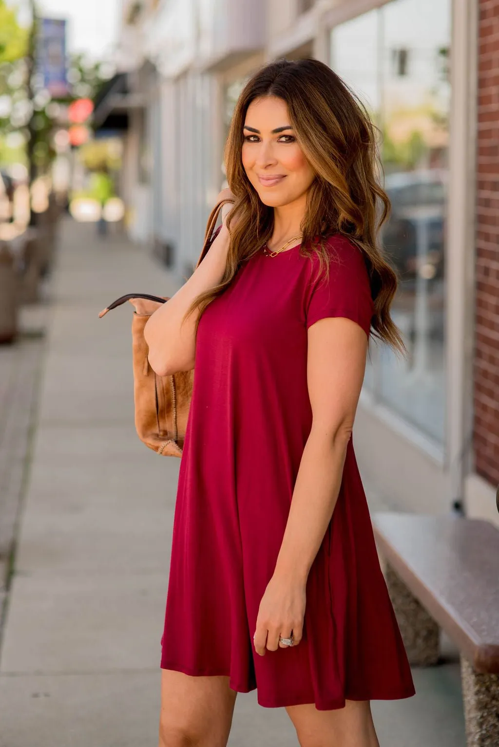 Short Sleeve Swing Tunic Dress