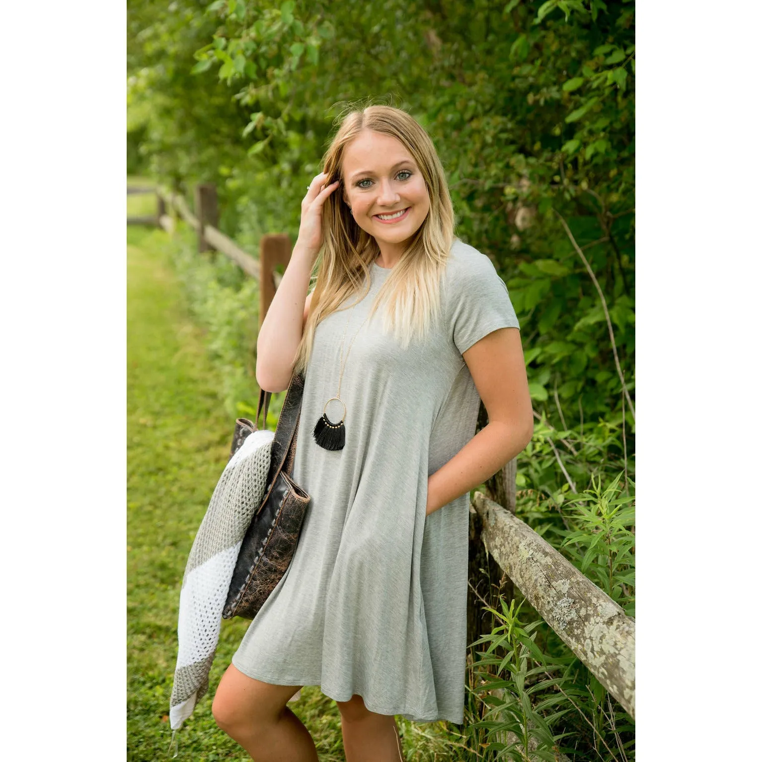 Short Sleeve Swing Tunic Dress