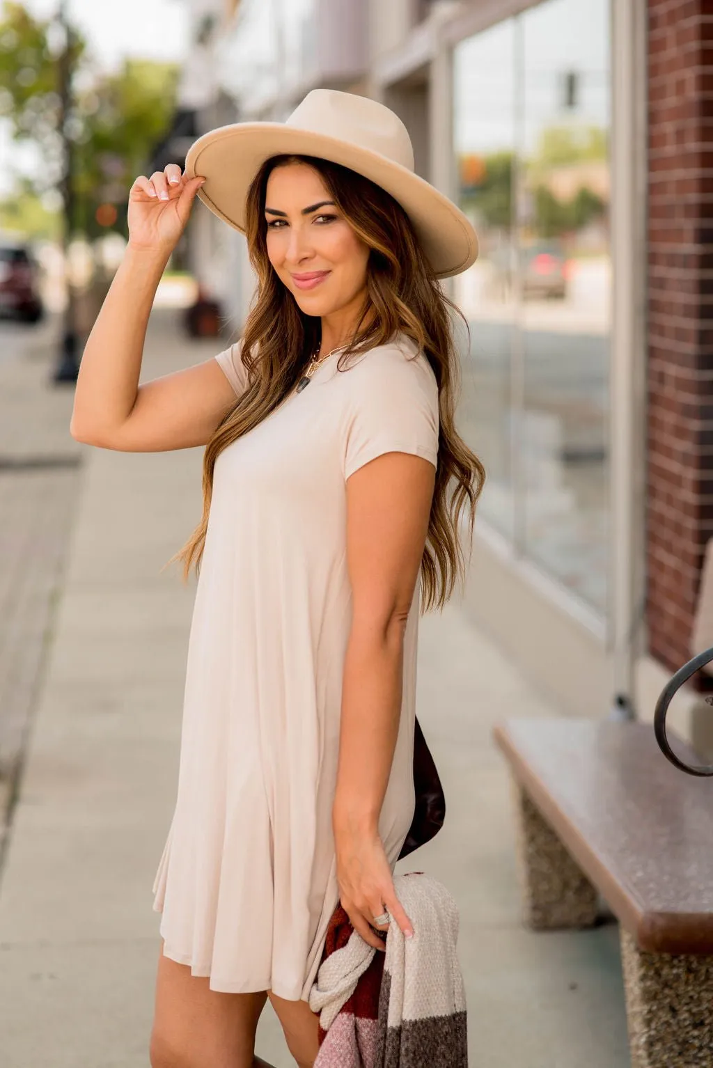 Short Sleeve Swing Tunic Dress