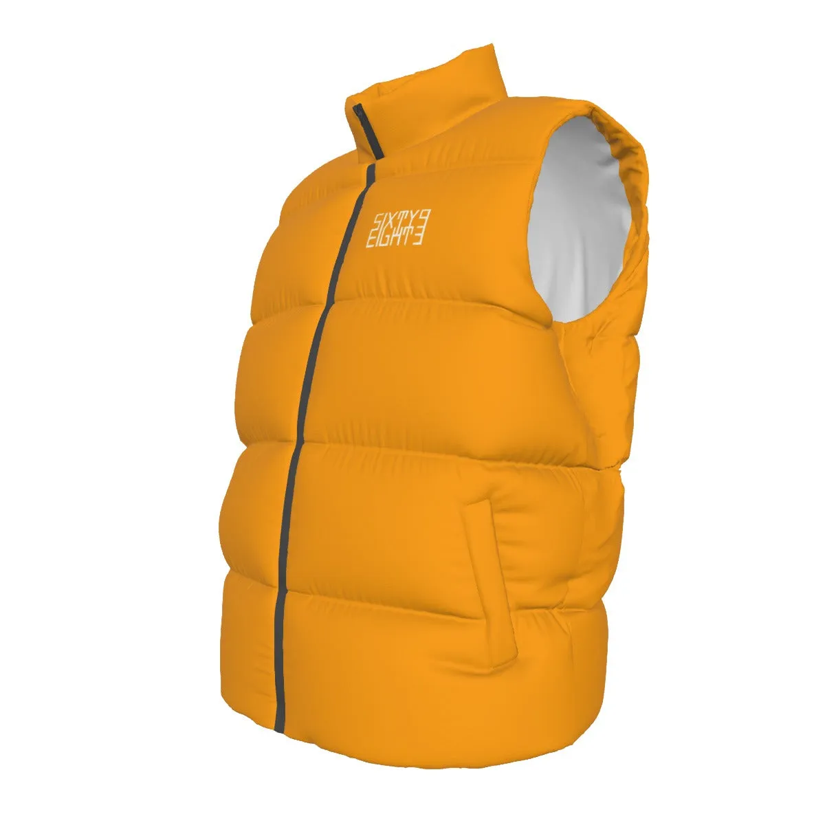 Sixty Eight 93 Logo White Orange Unisex Puffer Vest