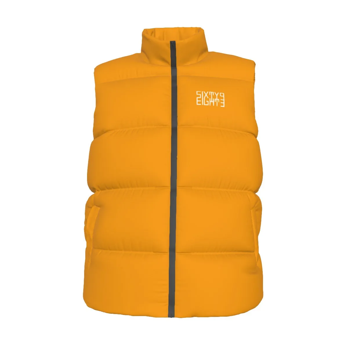 Sixty Eight 93 Logo White Orange Unisex Puffer Vest