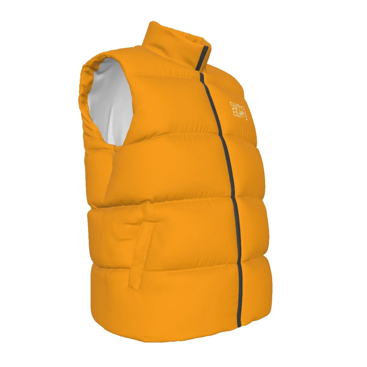 Sixty Eight 93 Logo White Orange Unisex Puffer Vest