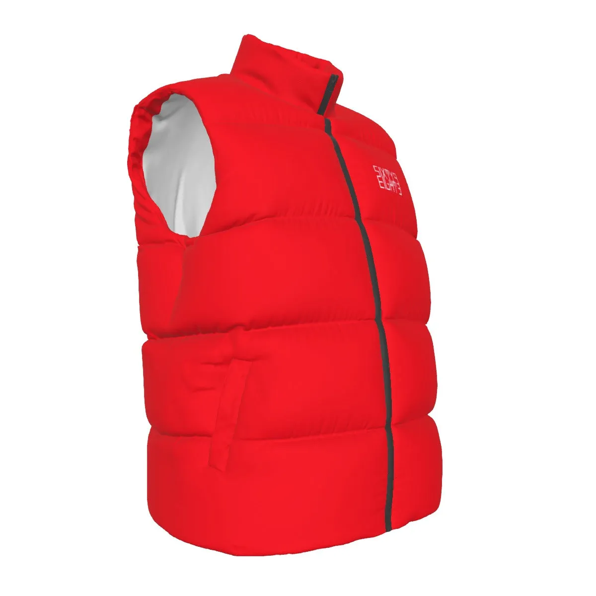 Sixty Eight 93 Logo White Red Unisex Puffer Vest