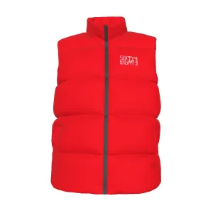 Sixty Eight 93 Logo White Red Unisex Puffer Vest