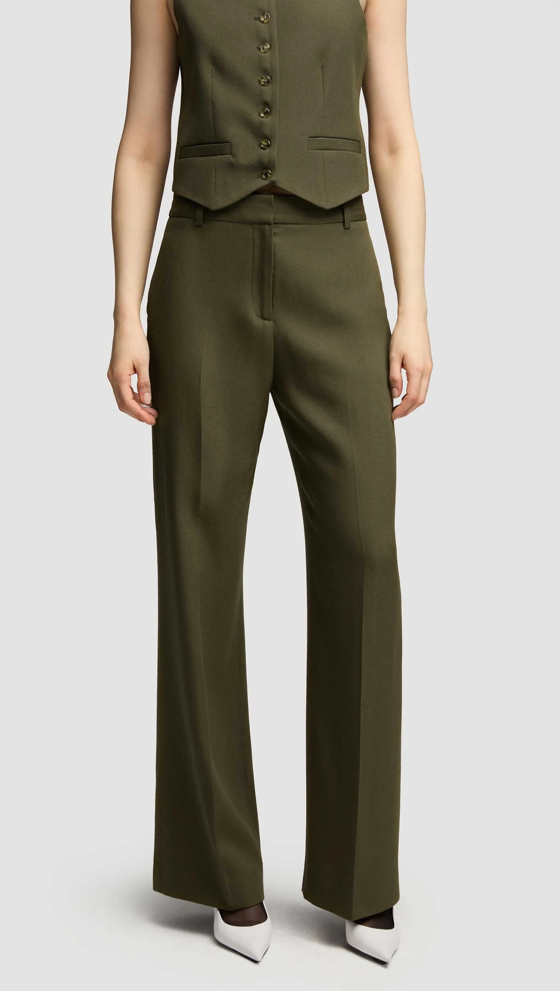 Soho Trouser in Viscose Wool Twill | Olive