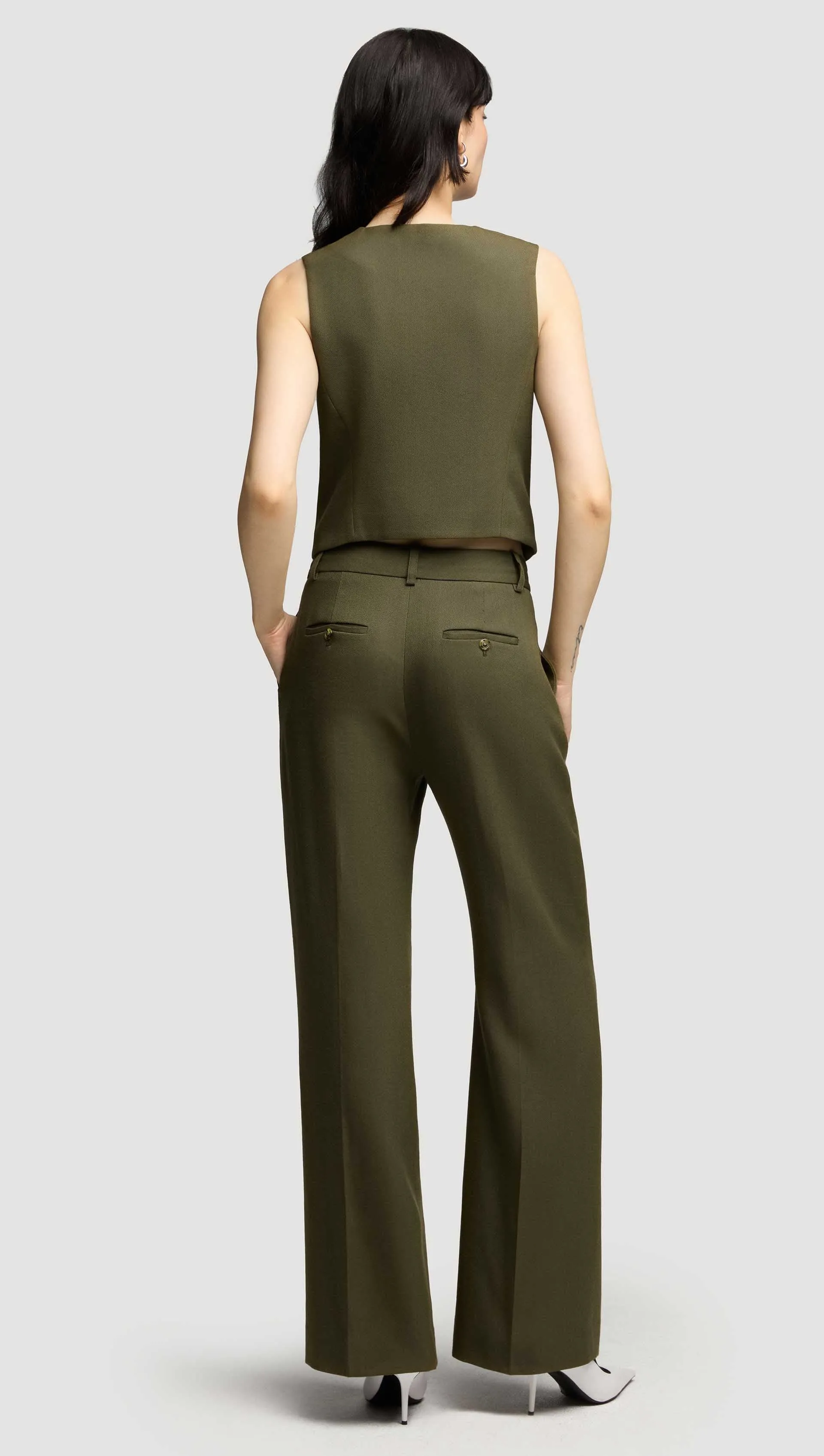 Soho Trouser in Viscose Wool Twill | Olive