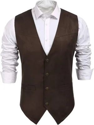 Solid Suede Leather Suit Vest (US Only)