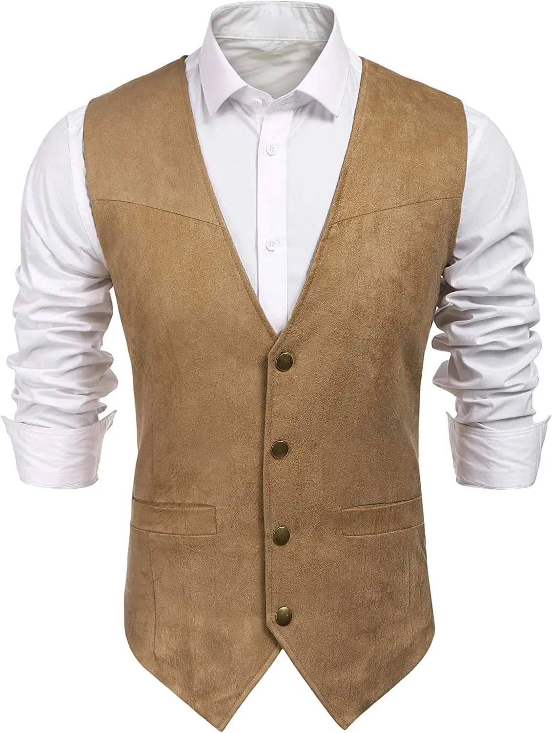 Solid Suede Leather Suit Vest (US Only)