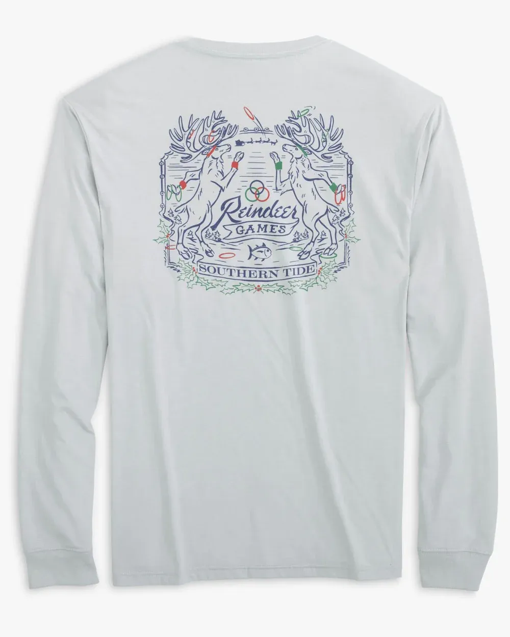 Southern Tide Men's Reindeer Games Heather Long Sleeve Tee / Heather Slate Grey