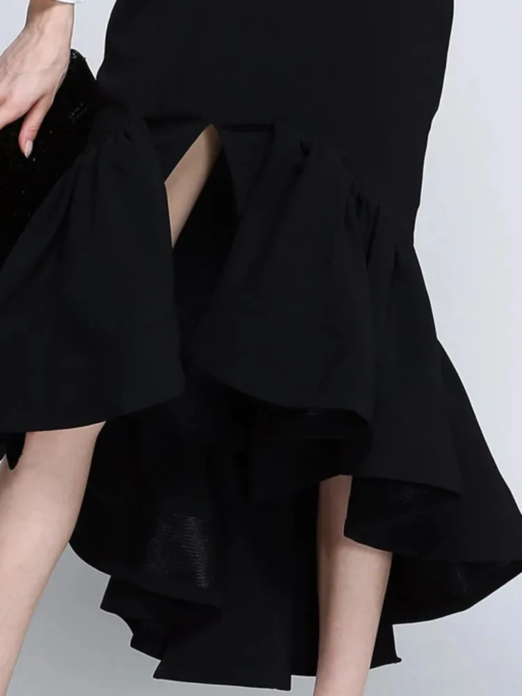 Spring Temperament Irregular Ruffles Midi Skirts Female Wild Sexy Ladies Party Mermaid Skirt For Women Fashion Clothing