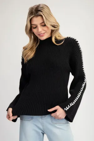 STITCH POINT MOCK NECK SWEATER