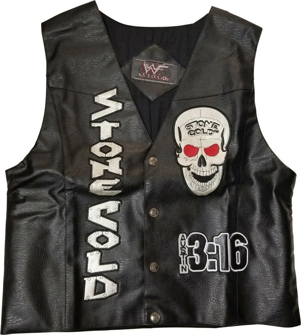 Stone Cold Steve Austin 3:16 Smoking Skull Vest WWF WWE New