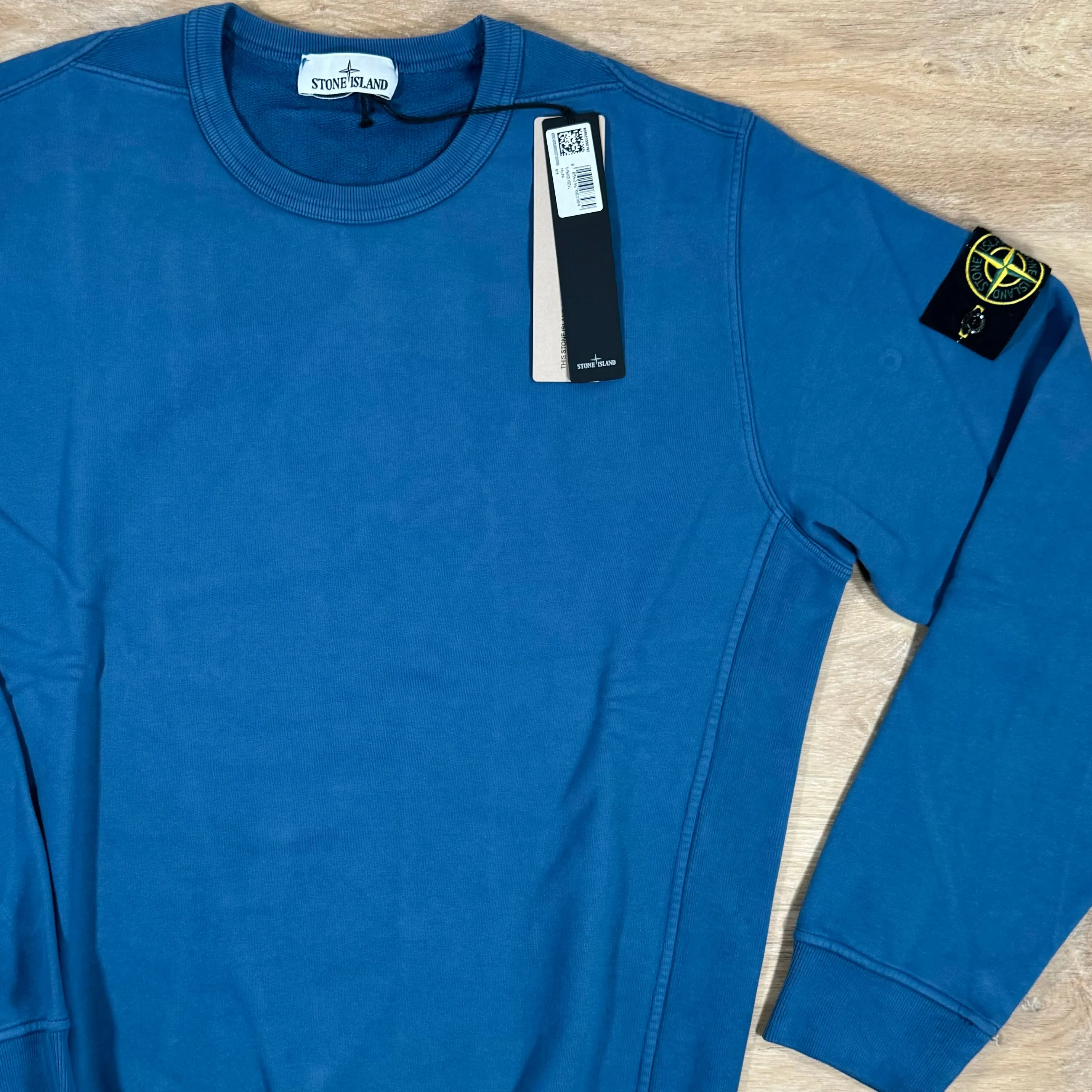 Stone Island Garment Dyed Crewneck Sweatshirt in Avio Blue