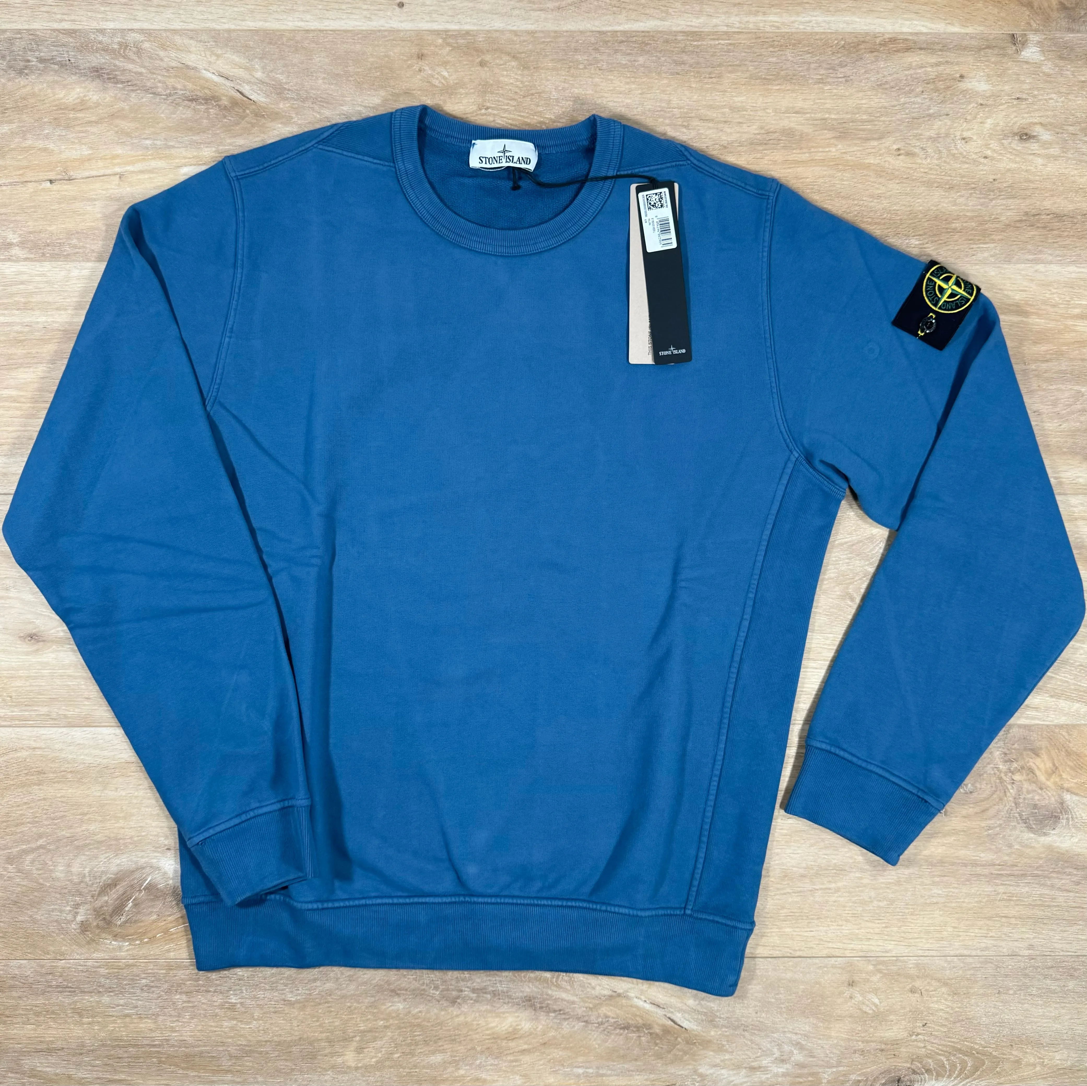 Stone Island Garment Dyed Crewneck Sweatshirt in Avio Blue