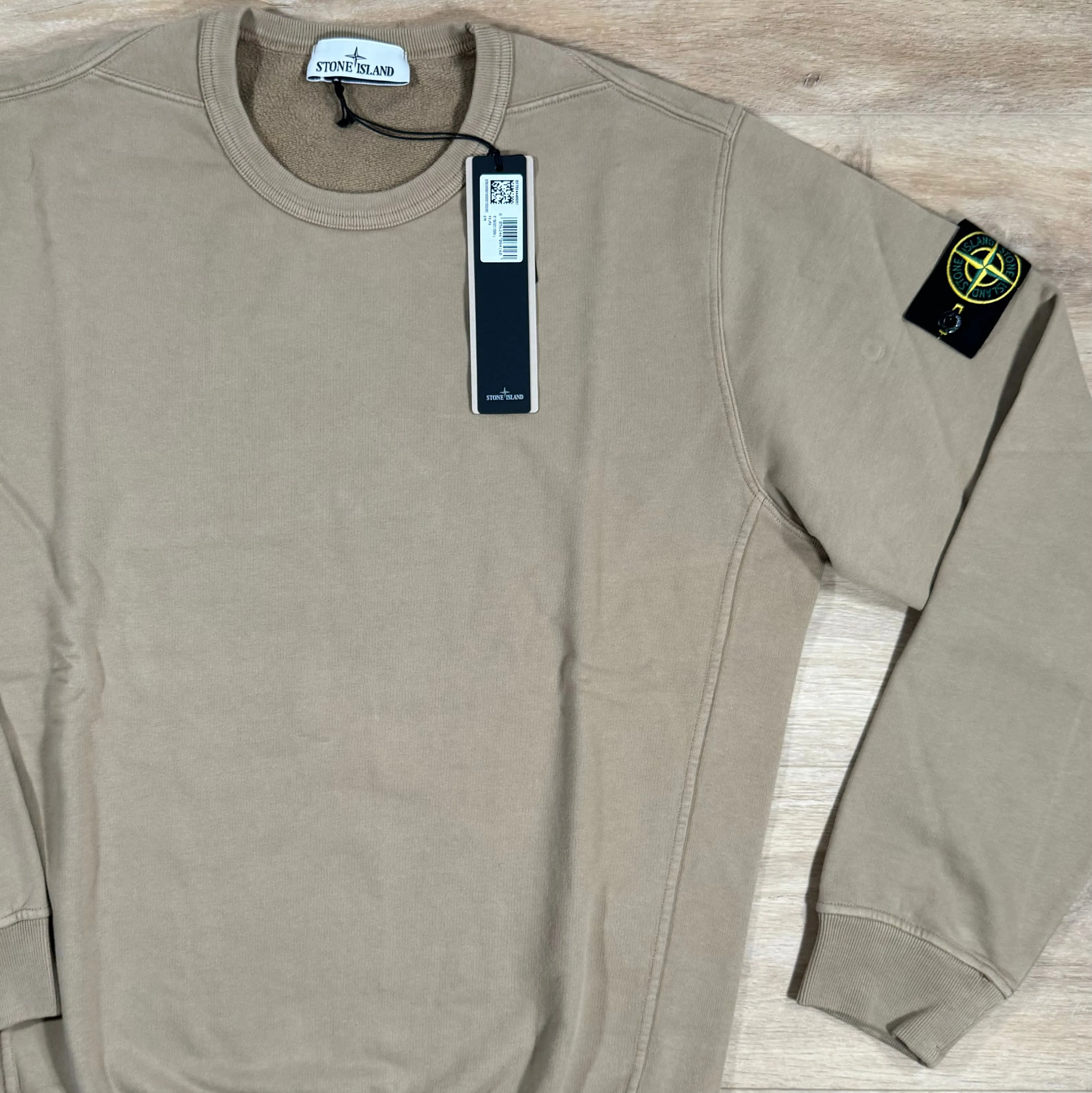 Stone Island Garment Dyed Crewneck Sweatshirt in Biscuit