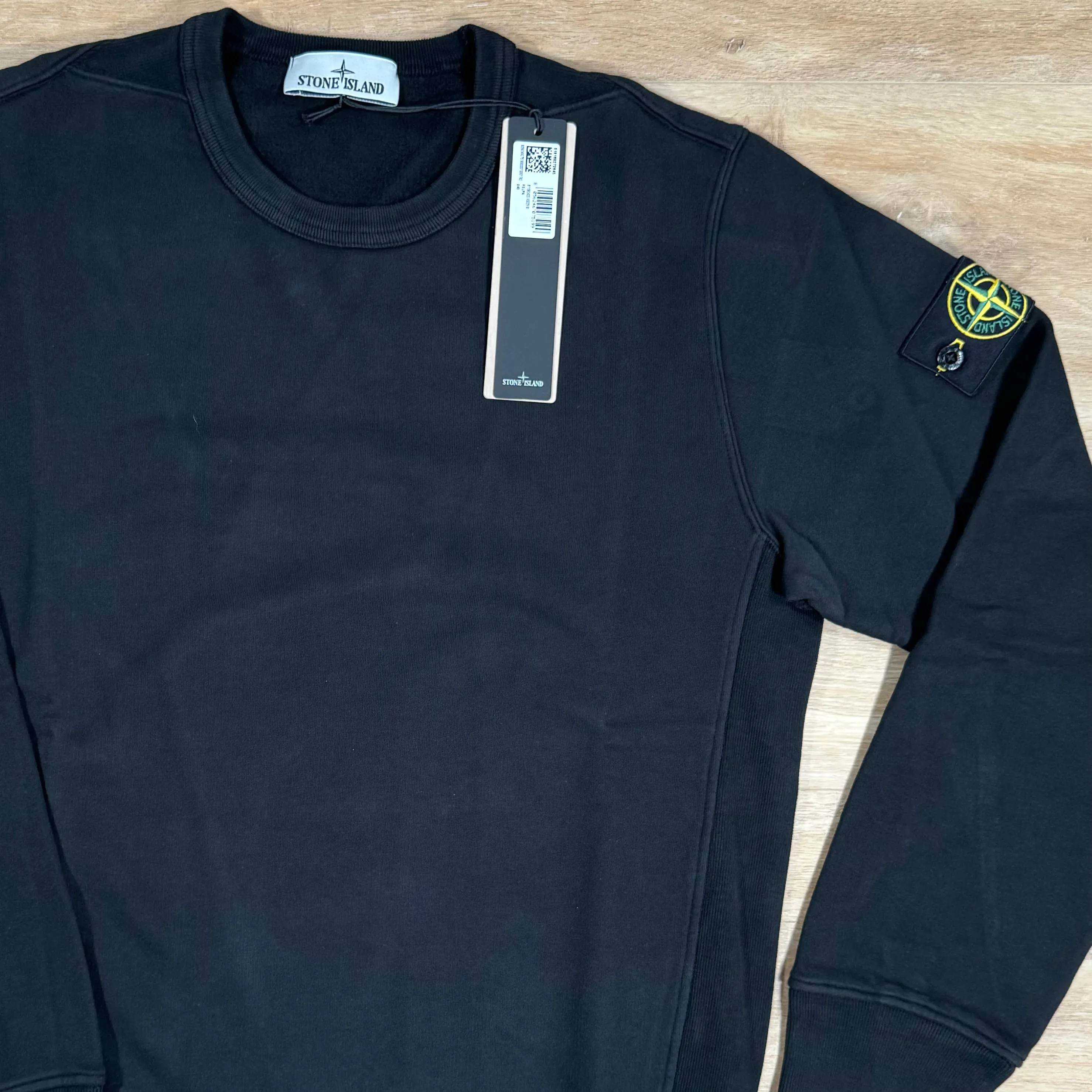 Stone Island Garment Dyed Crewneck Sweatshirt in Black