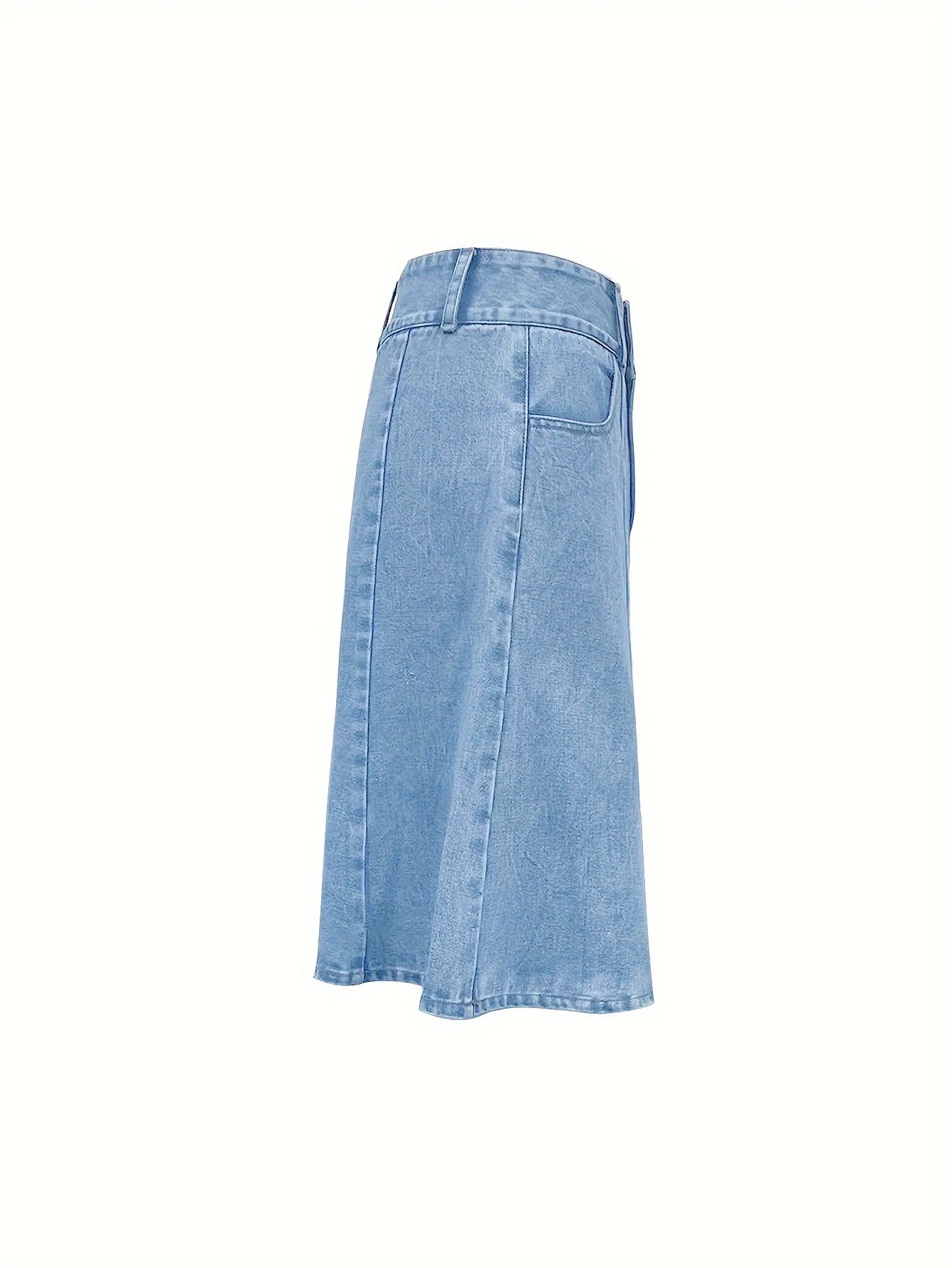 Stylish High Rise A-line Denim Skirt - Women Denim Skirts with Double Buttons, Washed Blue Color, Classic Design - Perfect for Casual Daily Wear