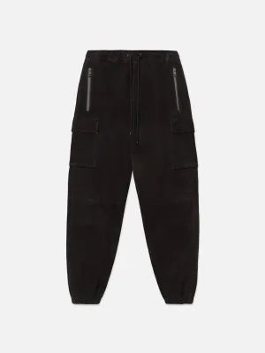 Suede Cargo Jogger -- Black