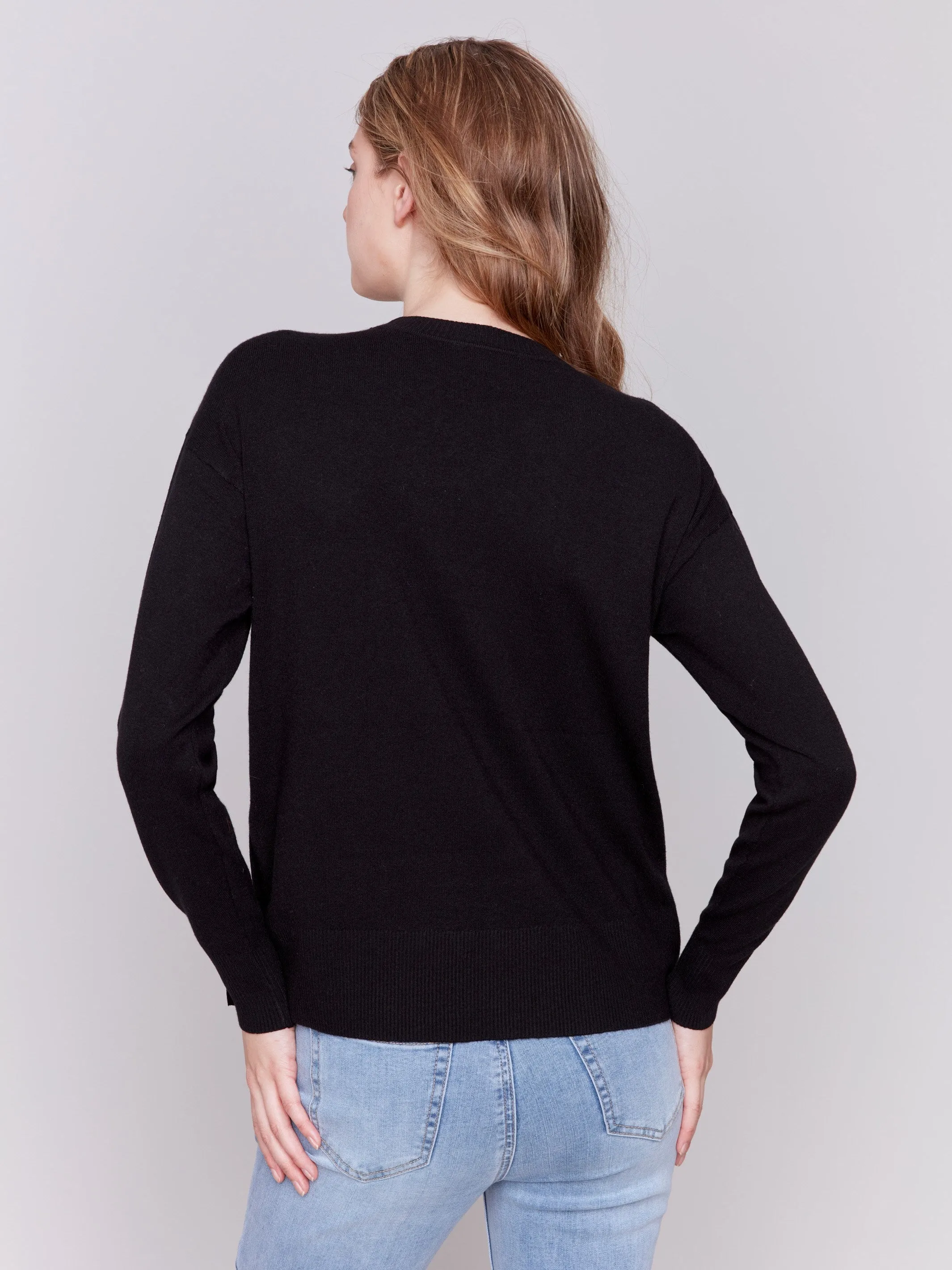 Sweater with Side Buttons - Black