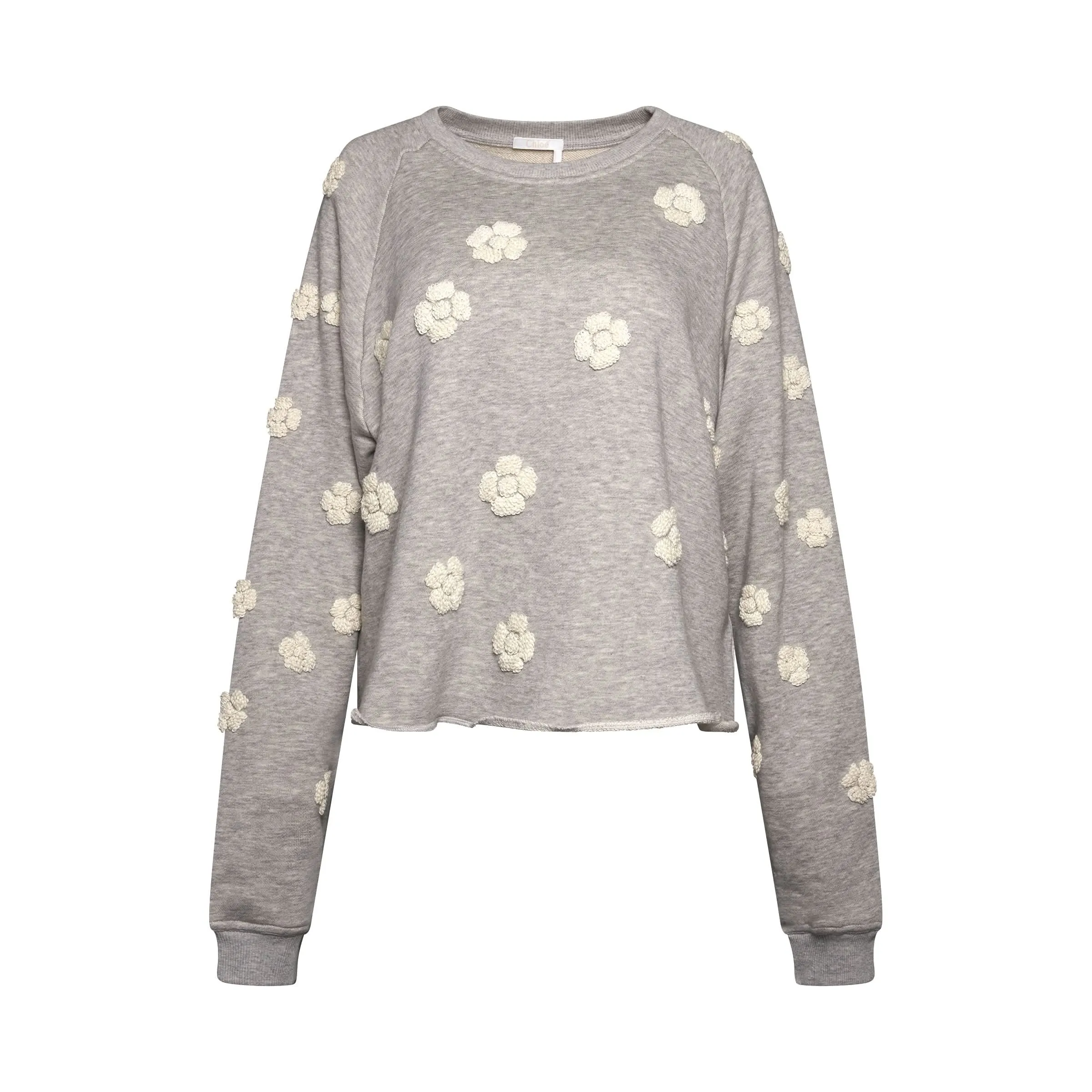 Sweatshirt with Flowers in Grey