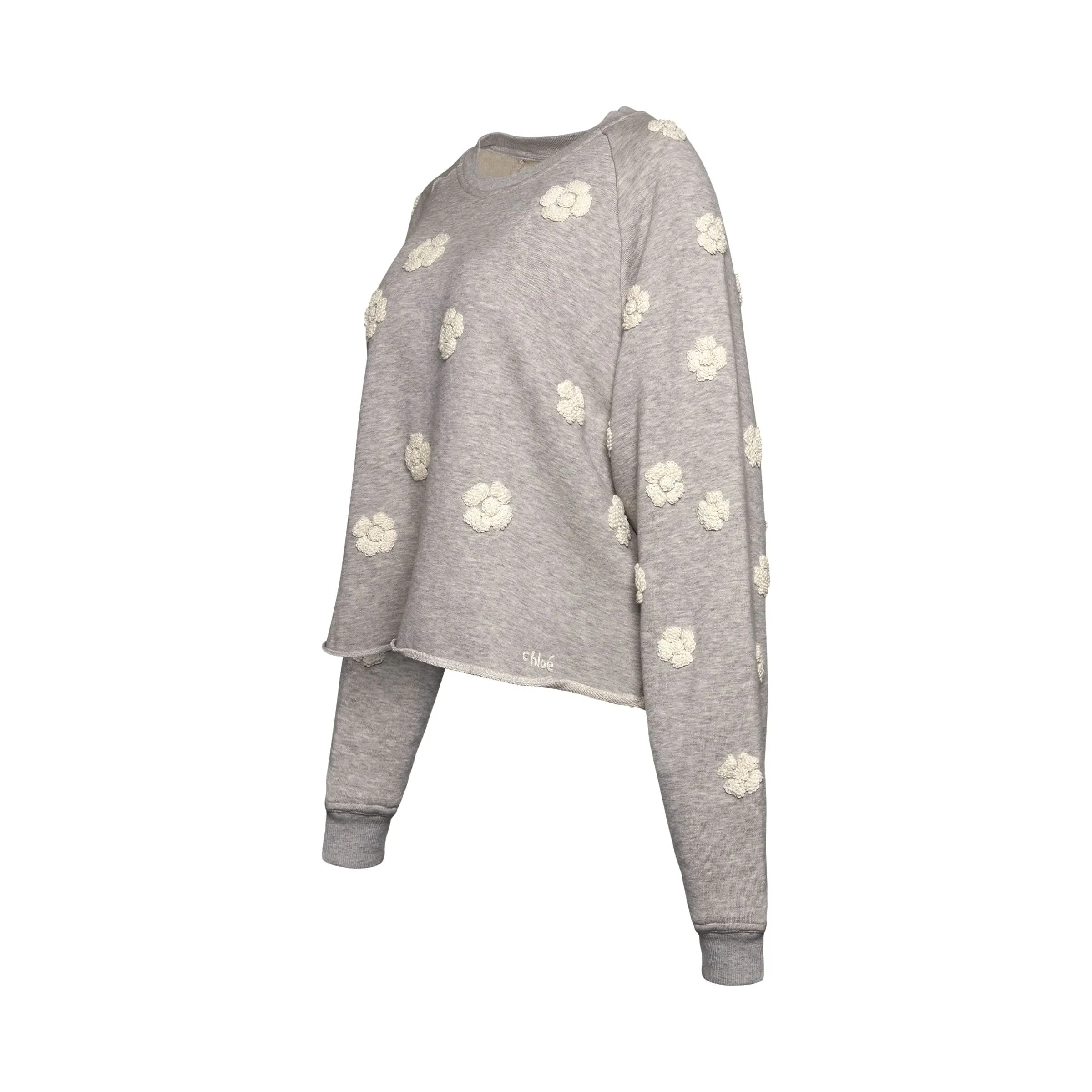 Sweatshirt with Flowers in Grey