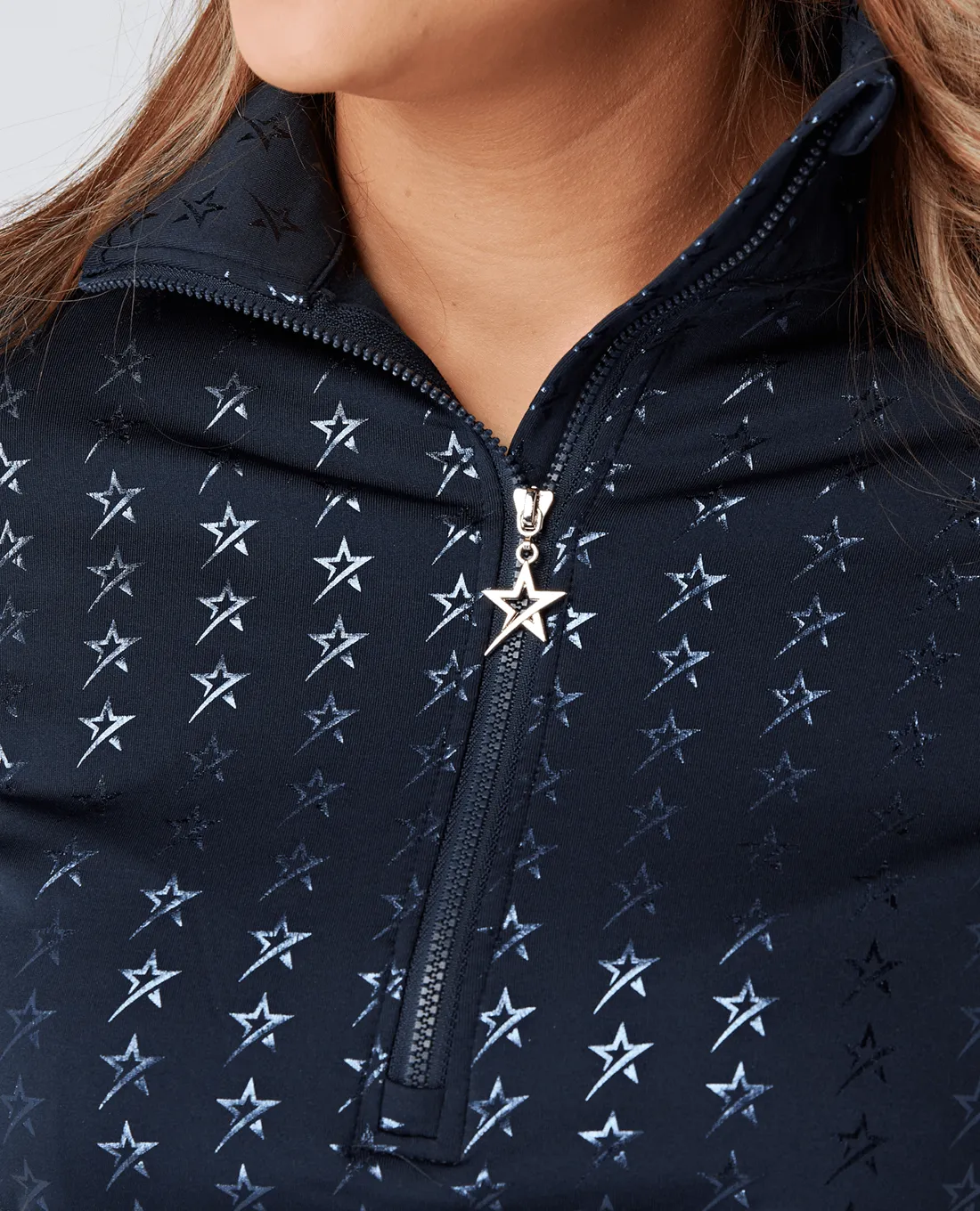 SWING OUT SISTER Stardust Brushed 1/4 Zip Top Magic Stars Navy