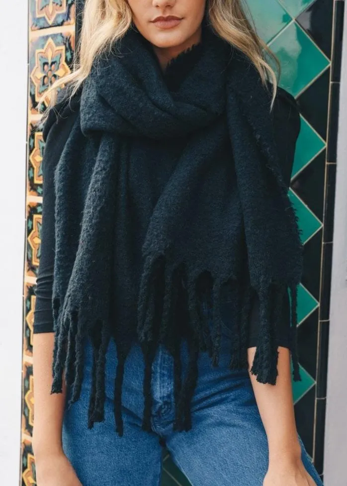 Tassel Trim Blanket Scarf