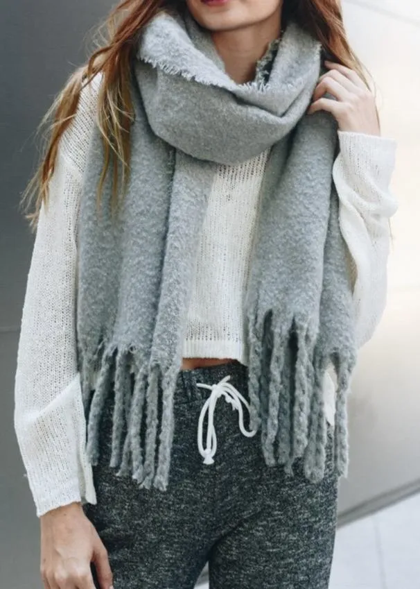 Tassel Trim Blanket Scarf