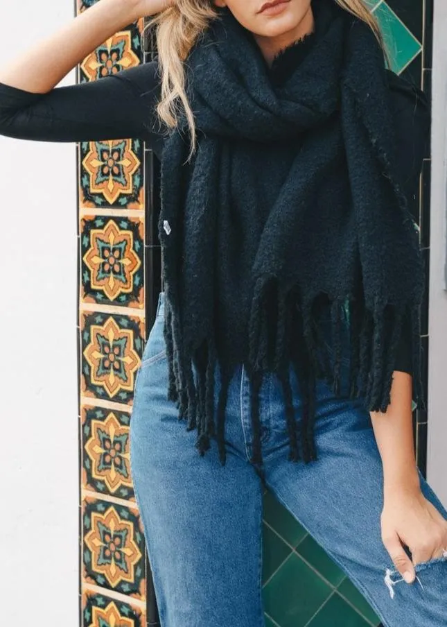 Tassel Trim Blanket Scarf