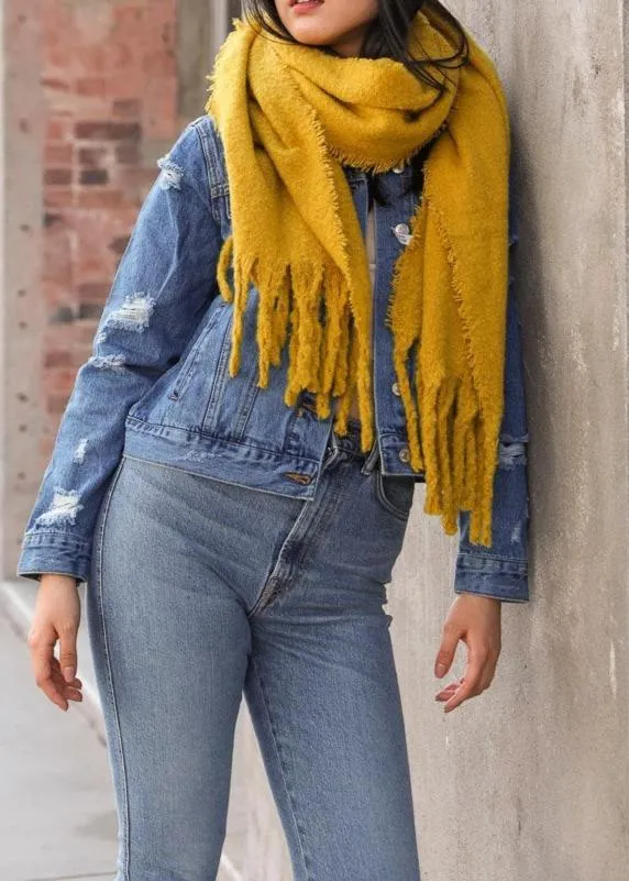 Tassel Trim Blanket Scarf