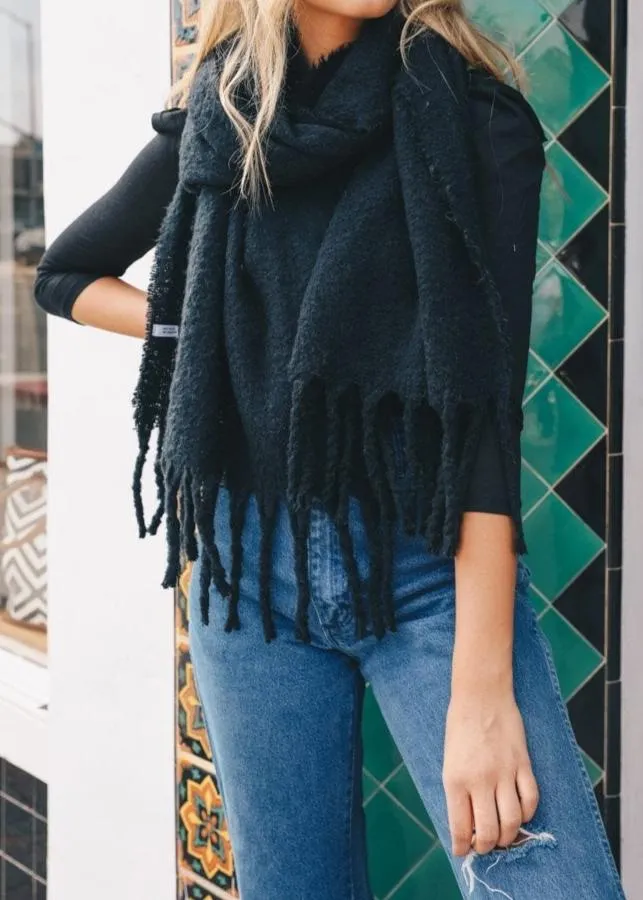 Tassel Trim Blanket Scarf