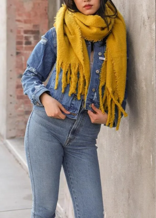 Tassel Trim Blanket Scarf