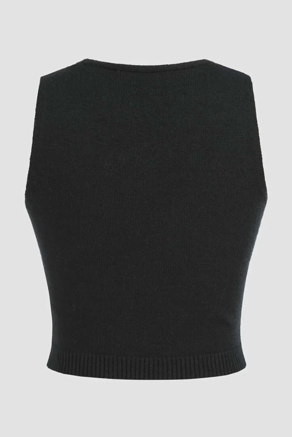 TEEK - Black Flower Scoop Neck Knit Vest