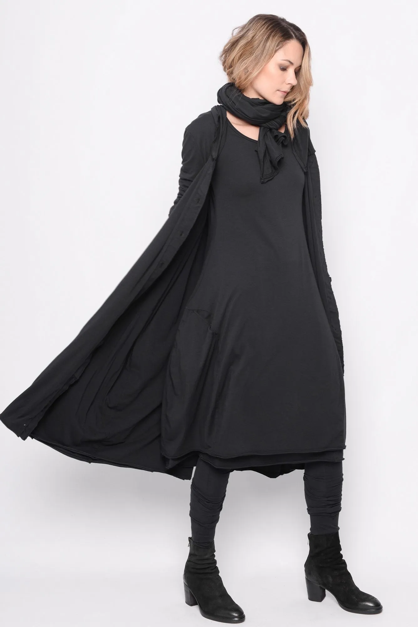 The Look In Your Eyes Dress-Cardigan in Black - 0702