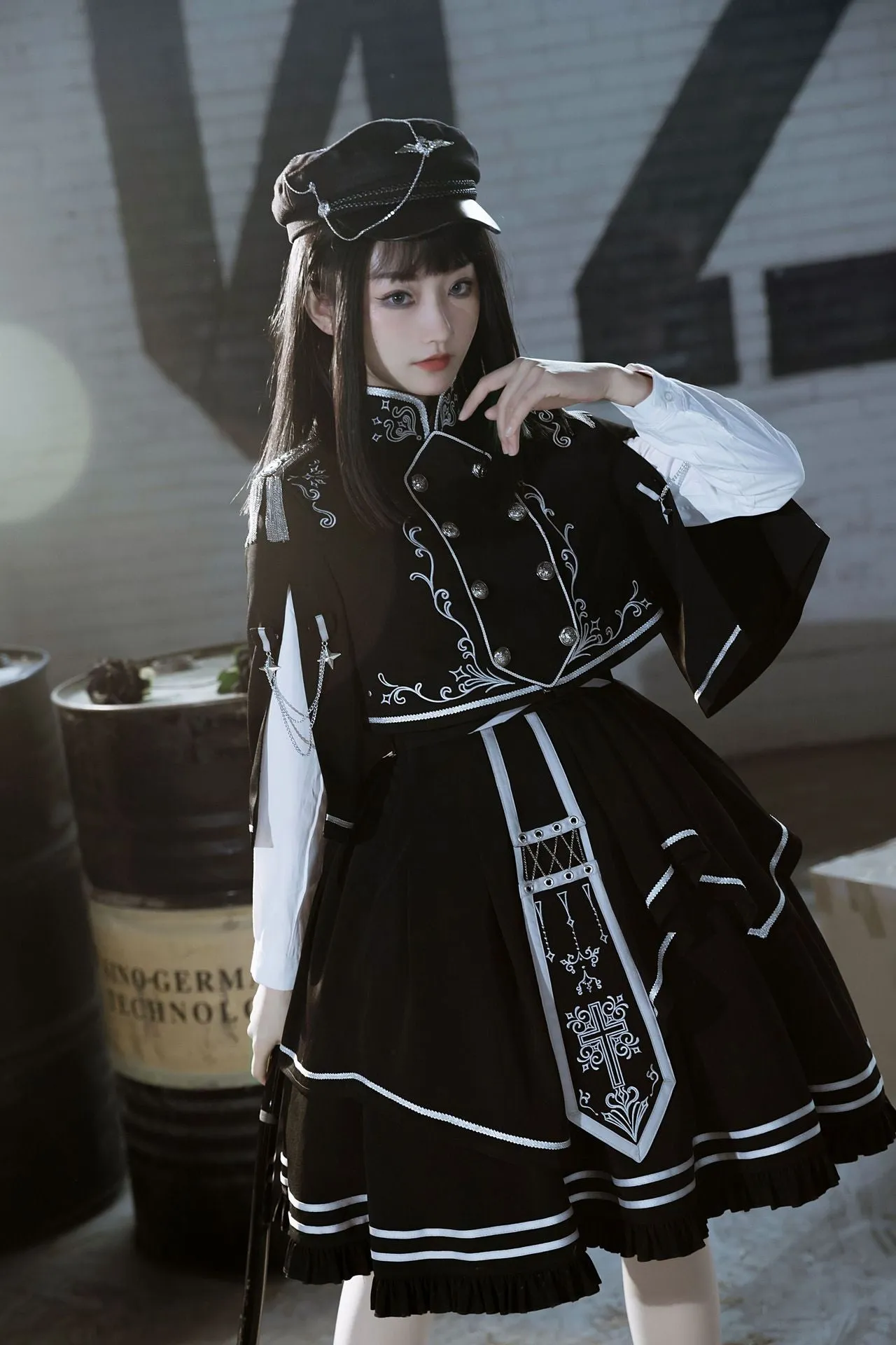 Thorns War ~ Military Style Lolita Skirt & Cape Uniform Set by YLF