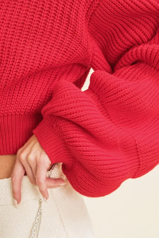 Turtle Neck Balloon Sleeve Sweater