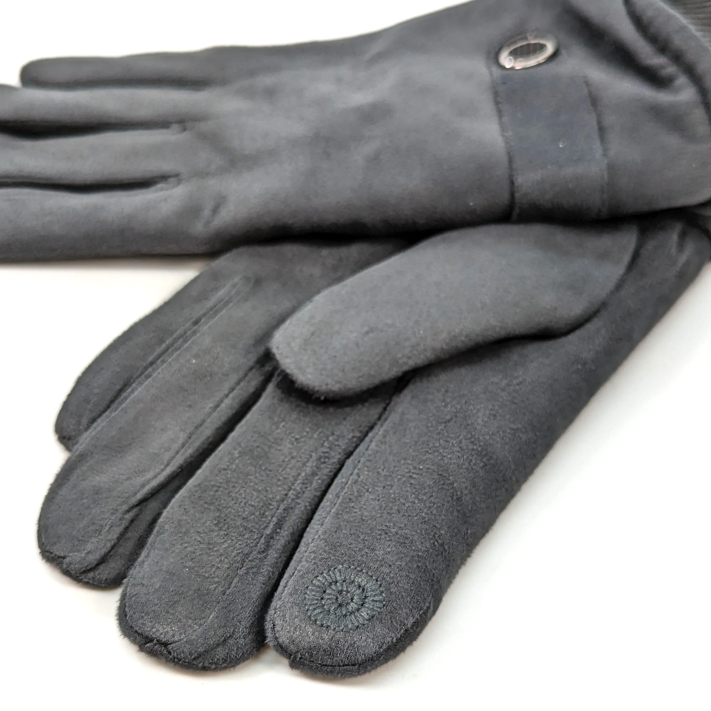 Unisex Gloves with Button Detail - Dark Grey