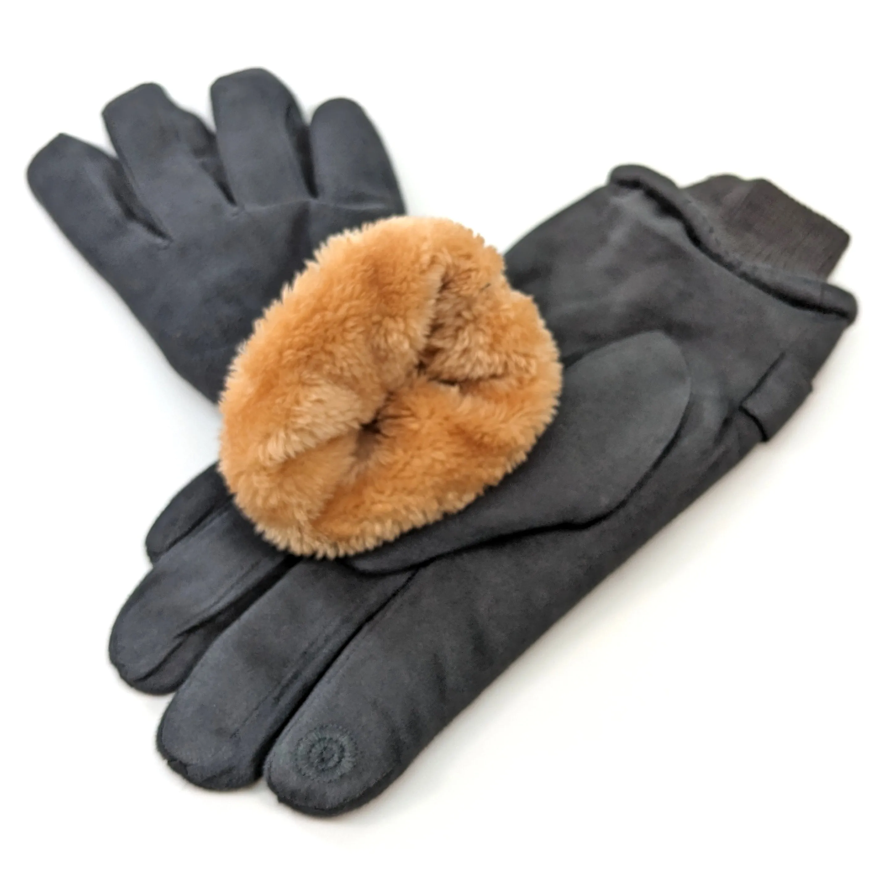 Unisex Gloves with Button Detail - Dark Grey