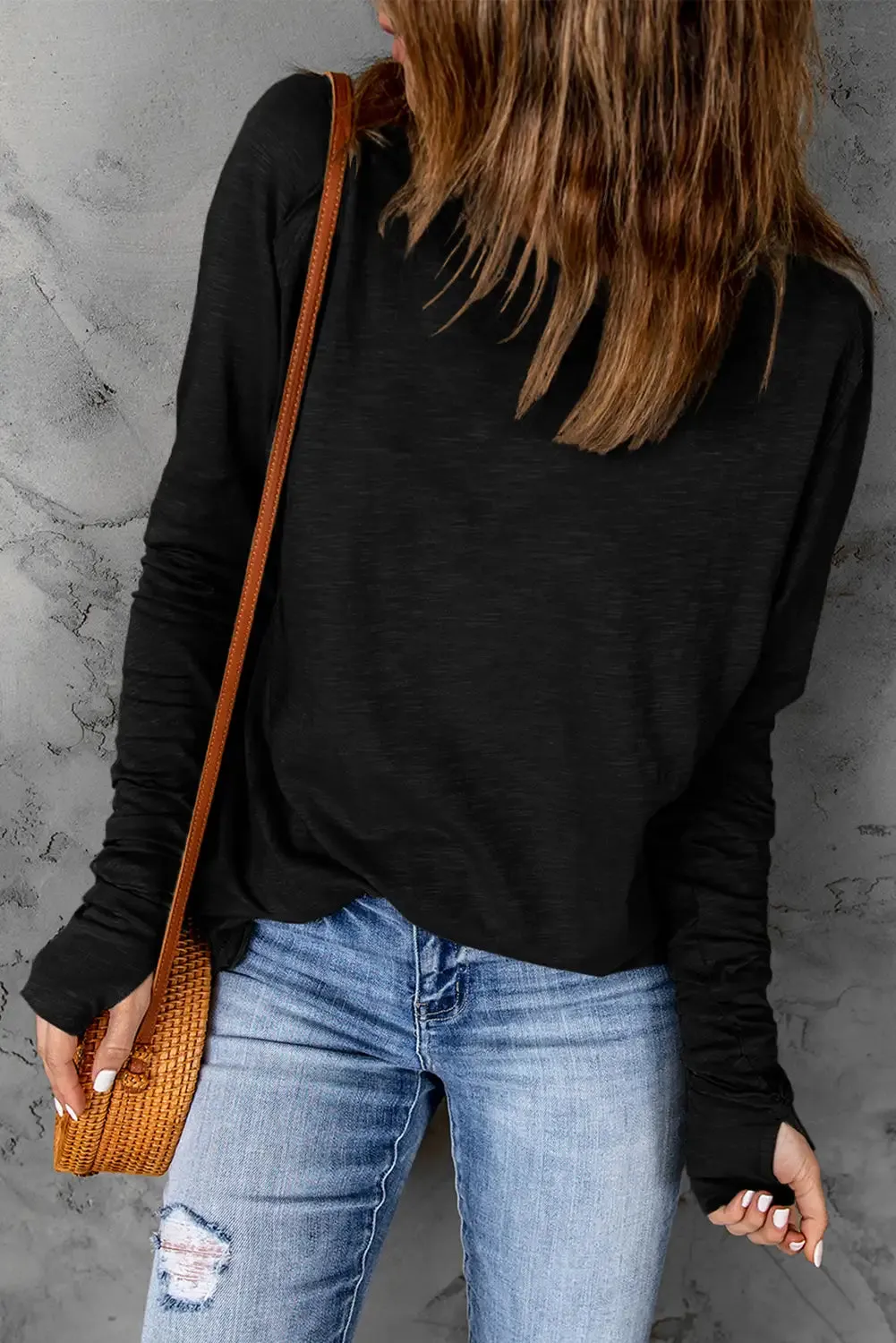 Versatile Black Top with Thumb Holes