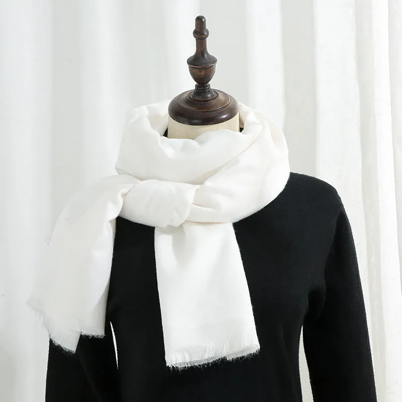 Versatile red annual meeting scarf for women in winter warm imitation cashmere solid color