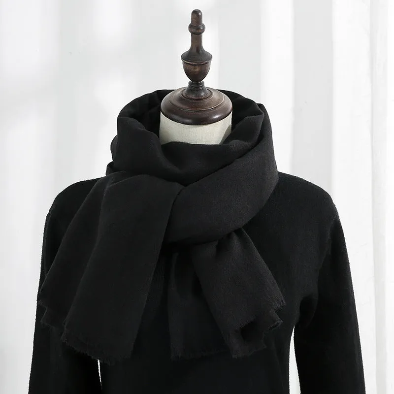 Versatile red annual meeting scarf for women in winter warm imitation cashmere solid color