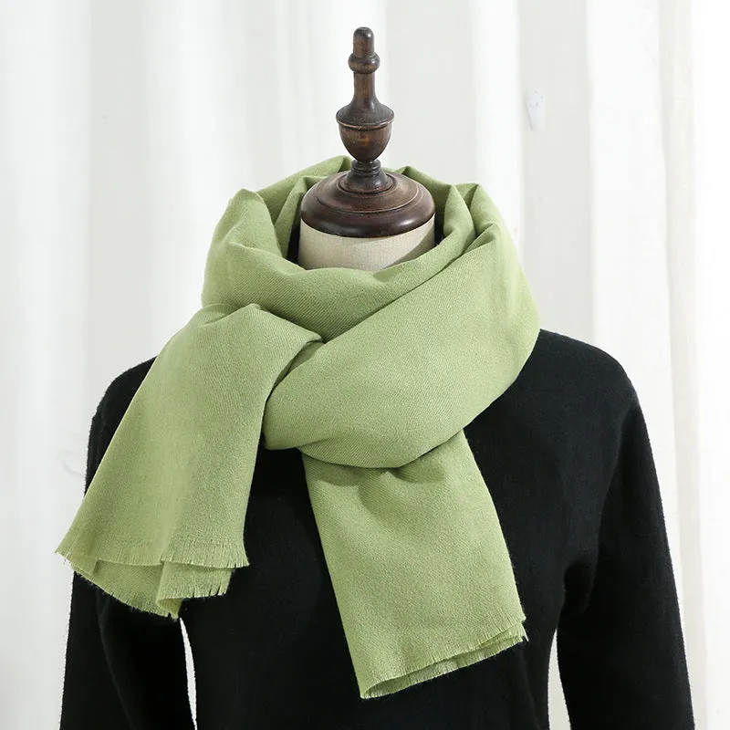 Versatile red annual meeting scarf for women in winter warm imitation cashmere solid color