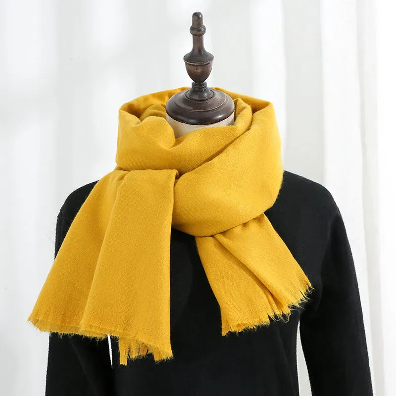 Versatile red annual meeting scarf for women in winter warm imitation cashmere solid color