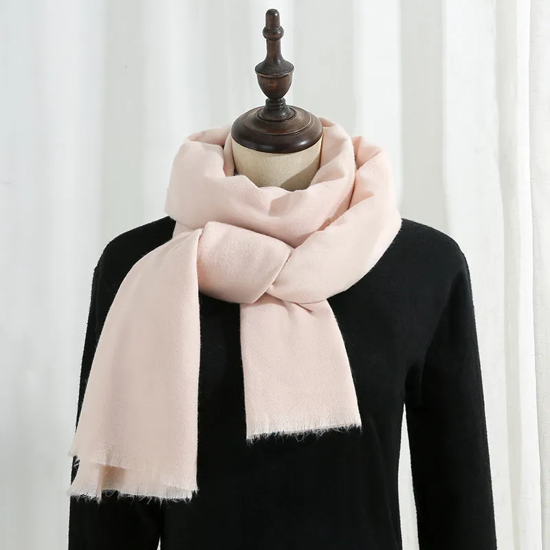 Versatile red annual meeting scarf for women in winter warm imitation cashmere solid color