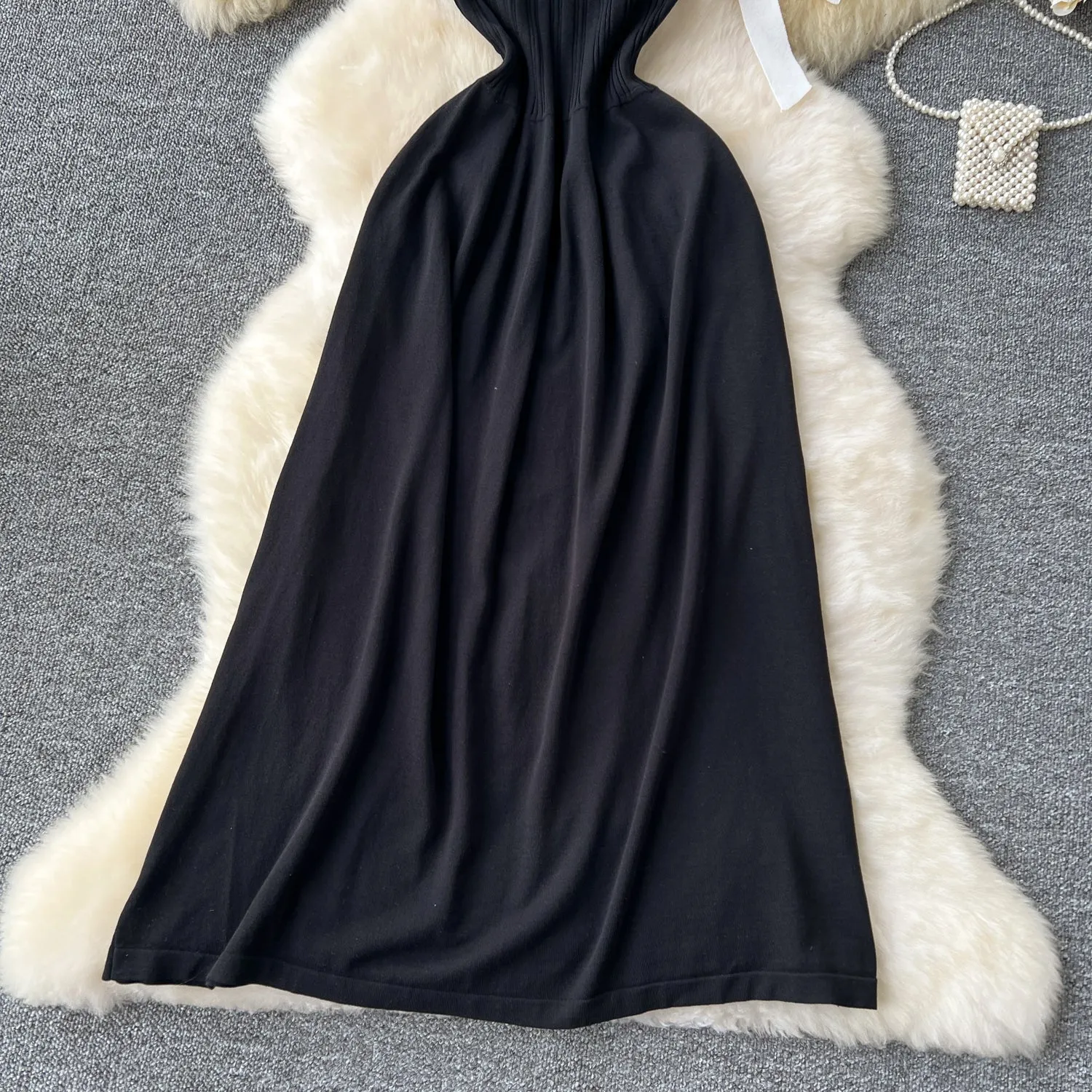 Vintage Black&White Knitted Vest Dress