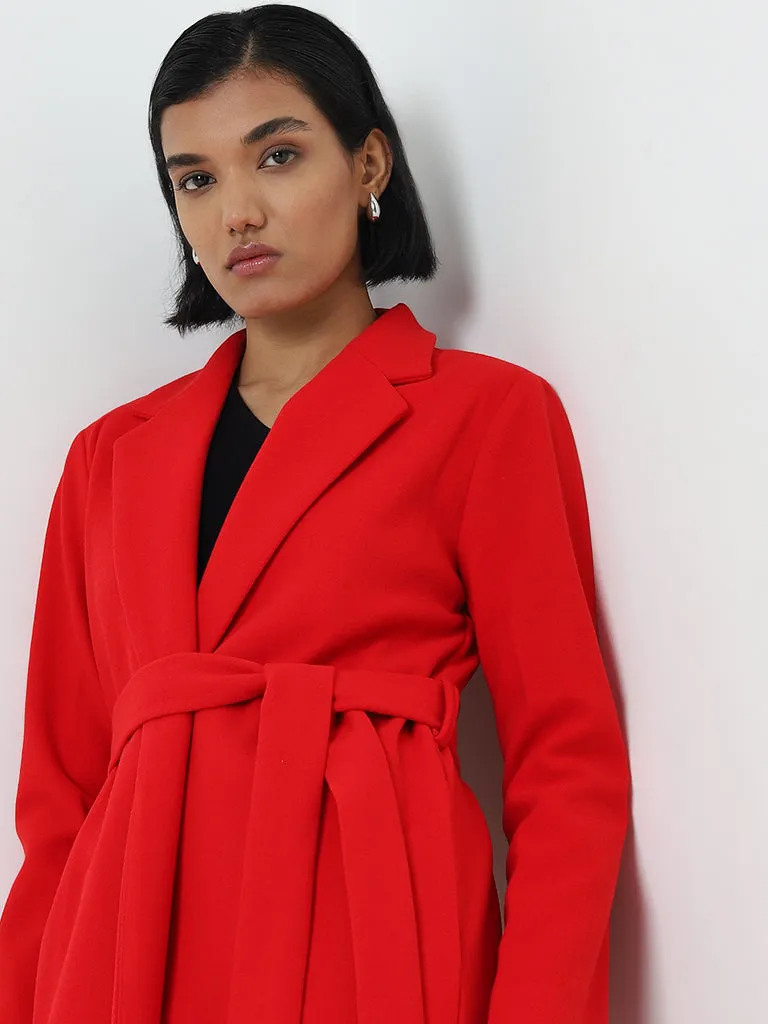 Wardrobe Red Long Coat with Belt